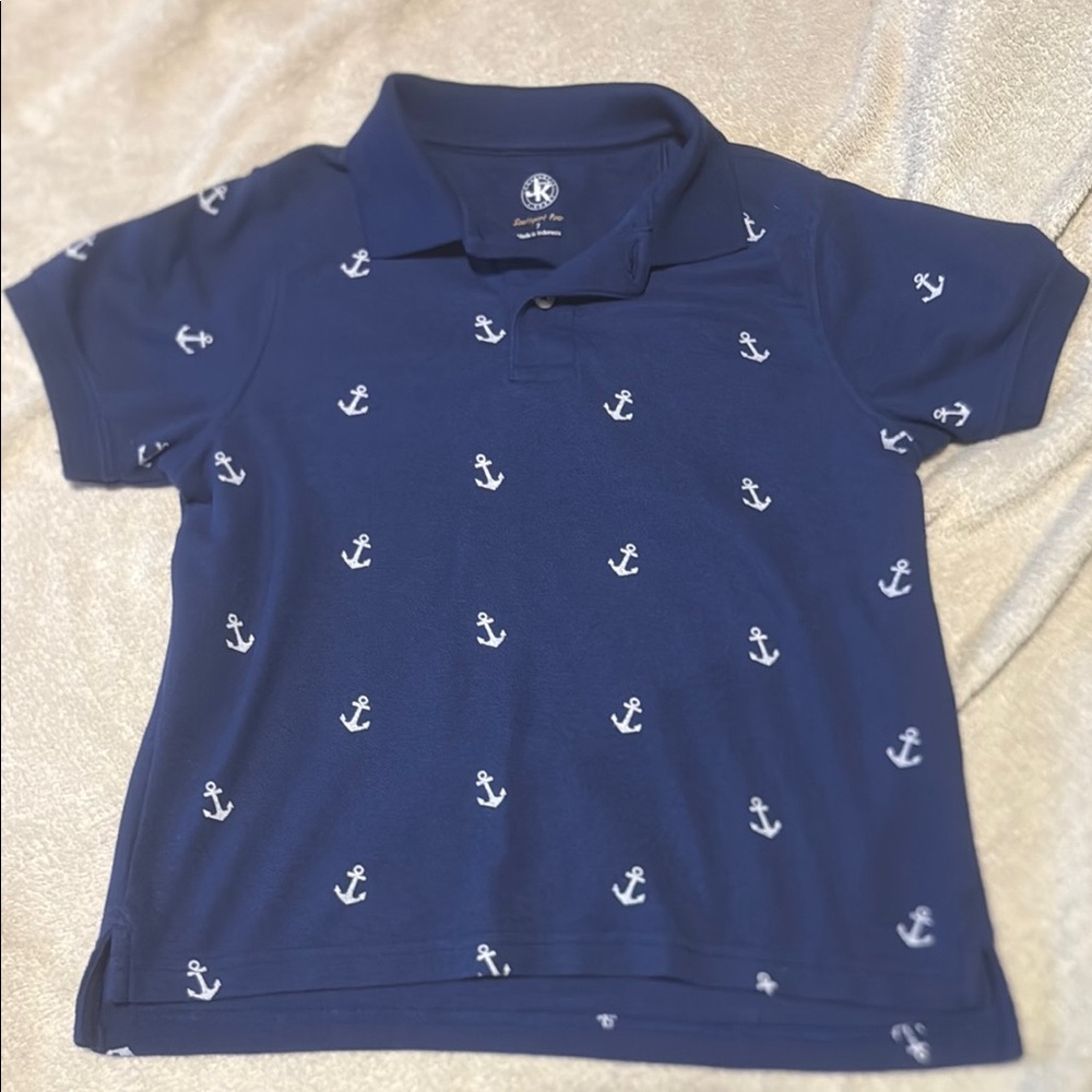 JK Designs Blue and White Anchor Polo Shirt